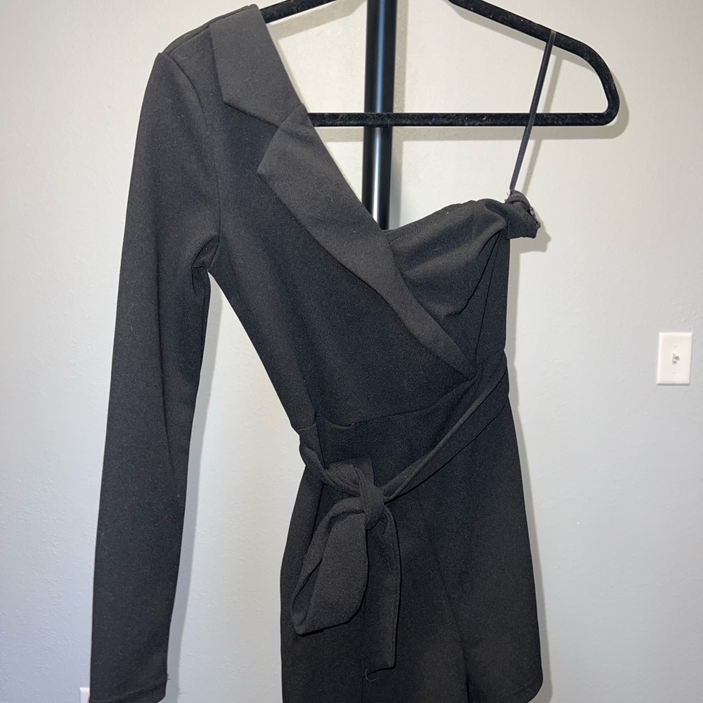 Black One Sleeve Blazer Jumpsuit With Shorts Size 2